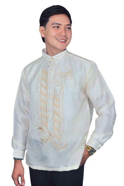 Traditional Heritage Barong Tagalog with Exquisite Embroidery - Vermilion - JN69