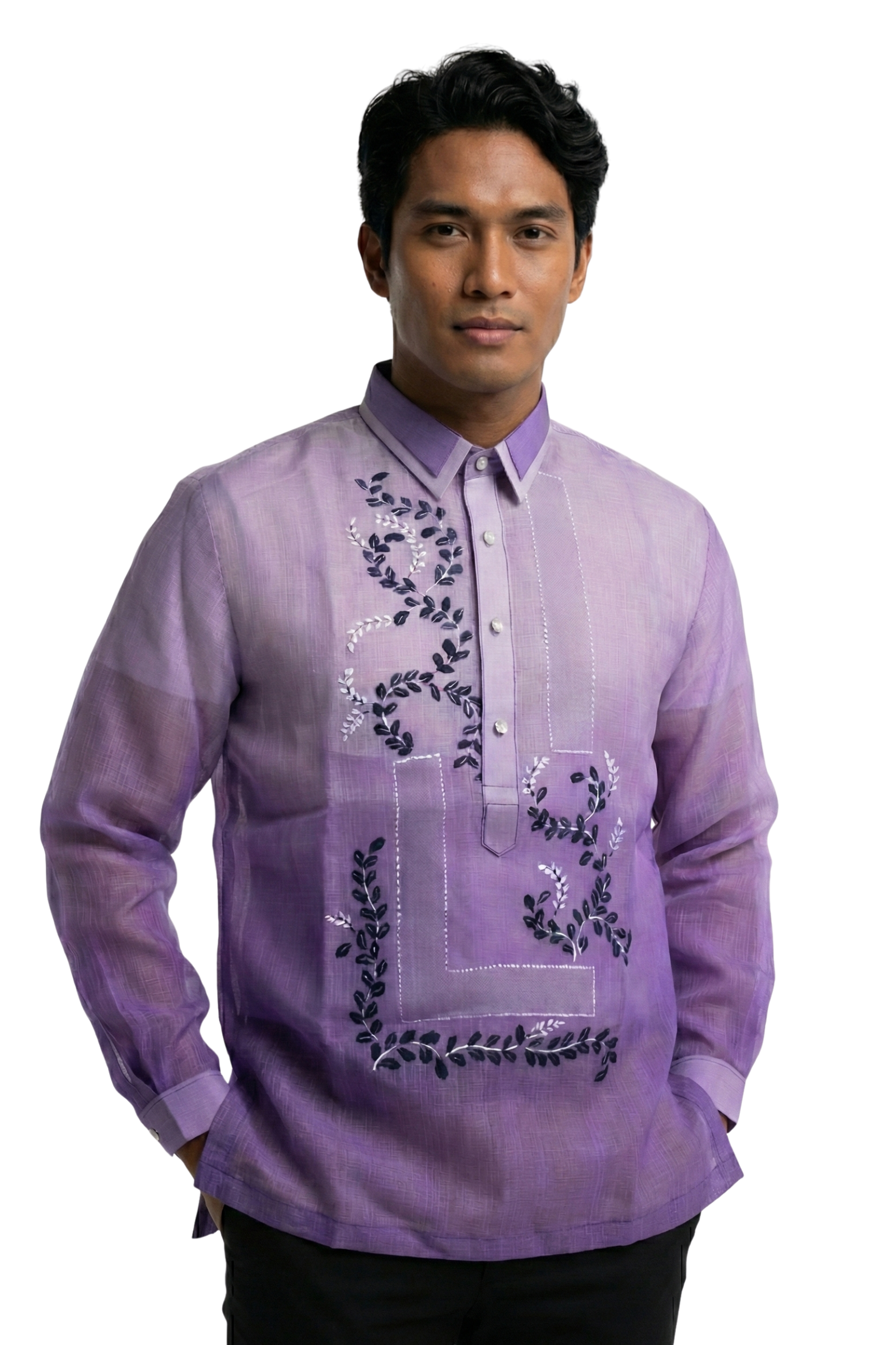 Purple Modern Cocoon Barong Tagalog 