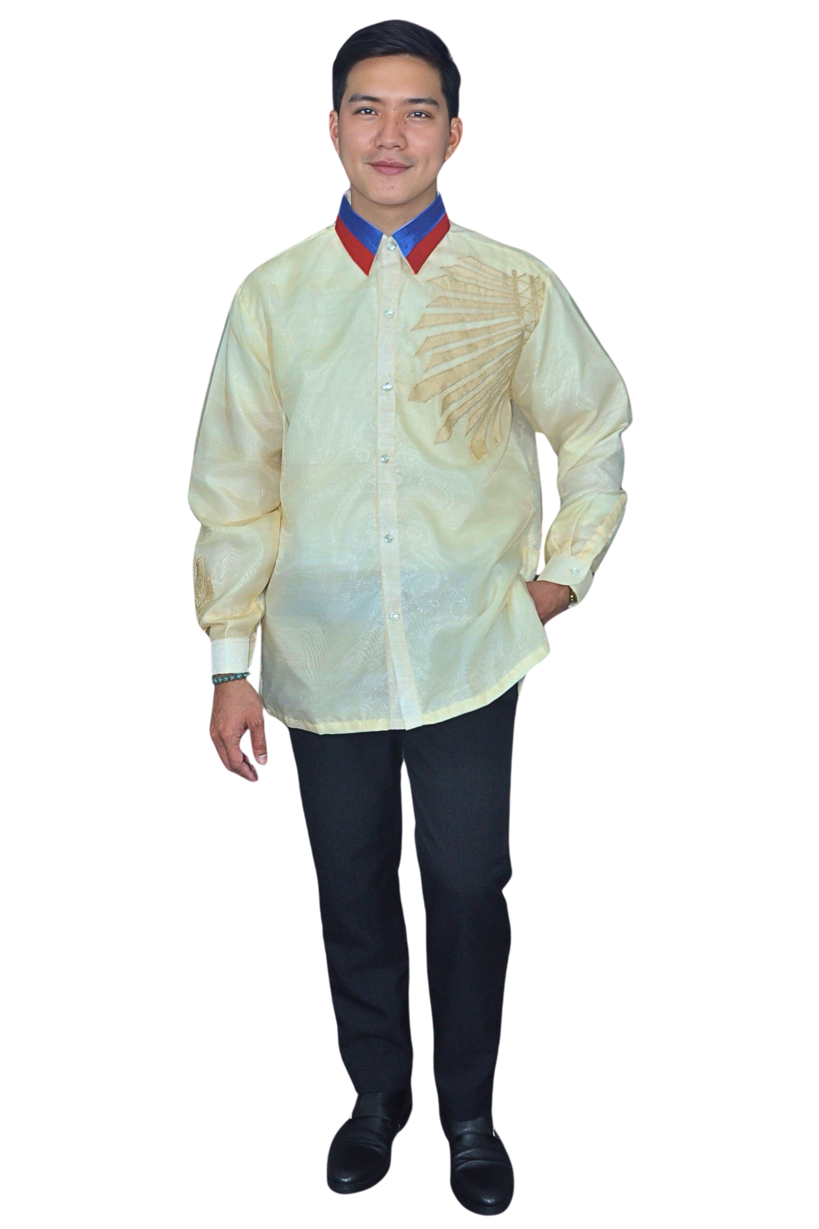 Patriotic Collar Embroidered Barong Tagalog