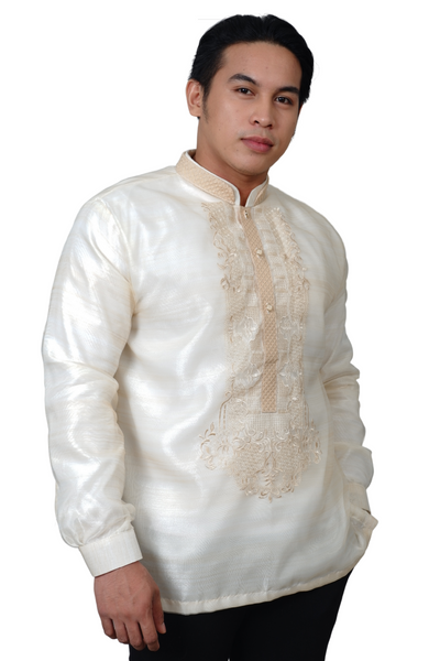 Piña Organza Premium Golden Barong Tagalog with Lining - Juan - JS120