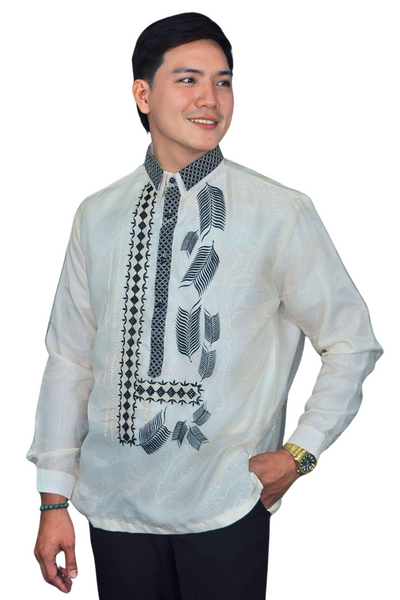 Classic Barong Tagalog with Modern Black Embroidery Accents - Chrisanto - JN78