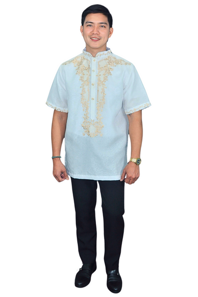 Men's Jusilyn White Short Sleeved Barong Tagalog - Noah JB201