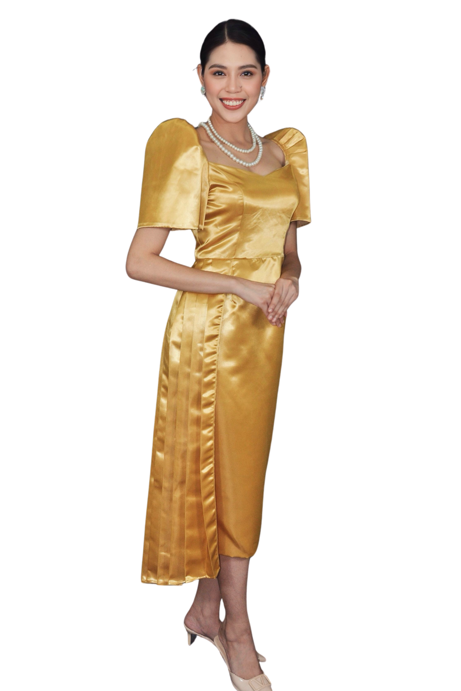 Golden Filipiniana Dress