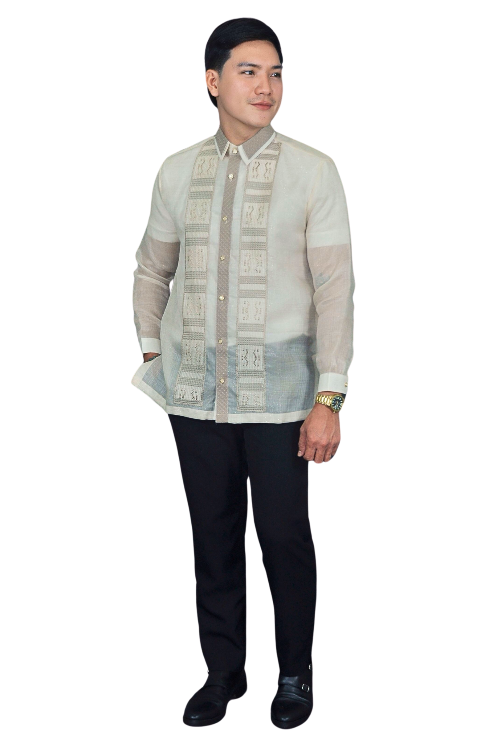 Ivory Barong Tagalog with Fine Filipino Embroidery