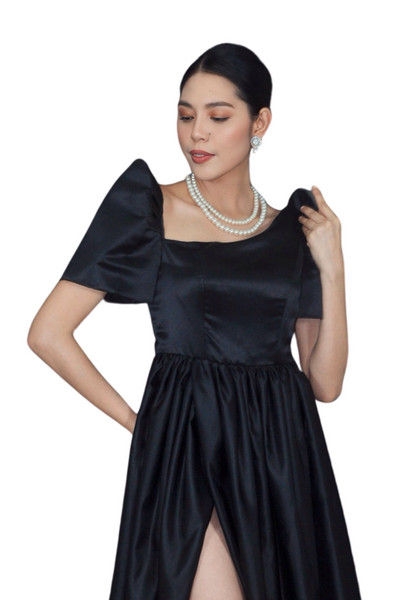 Midnight Elegance Black Modern Filipiniana Gown - Yen - JB606