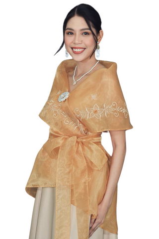 Filipiniana Premium Golden Yellow Organza Panuelo - Zhanra - JK43