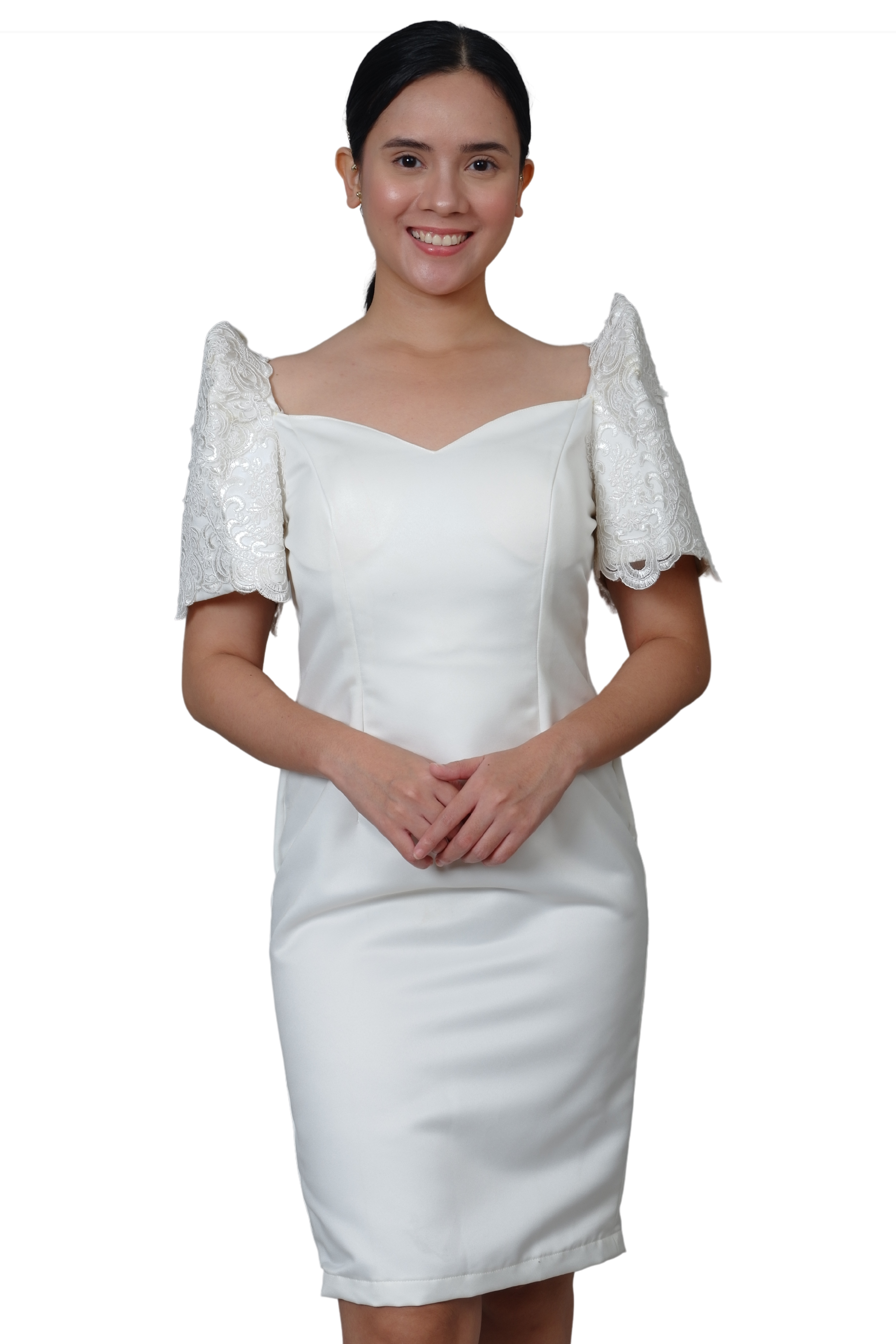 Modern White Filipiniana Dress 