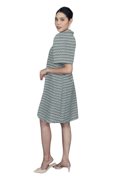 Elegant Gray Patterened Dress - Keith - JK38