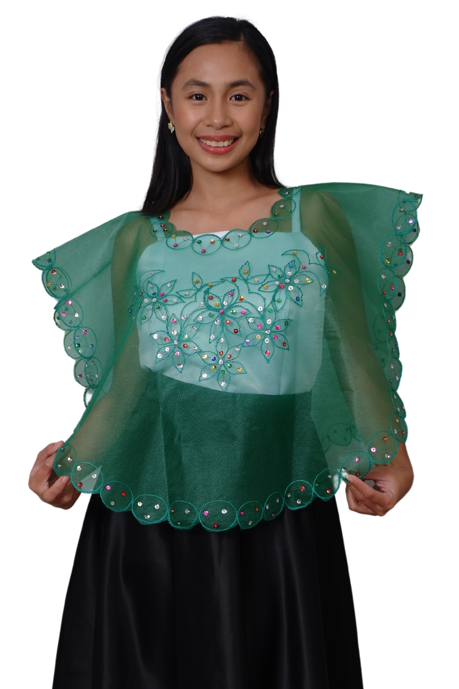 Green Kimona Tulle Filipiniana