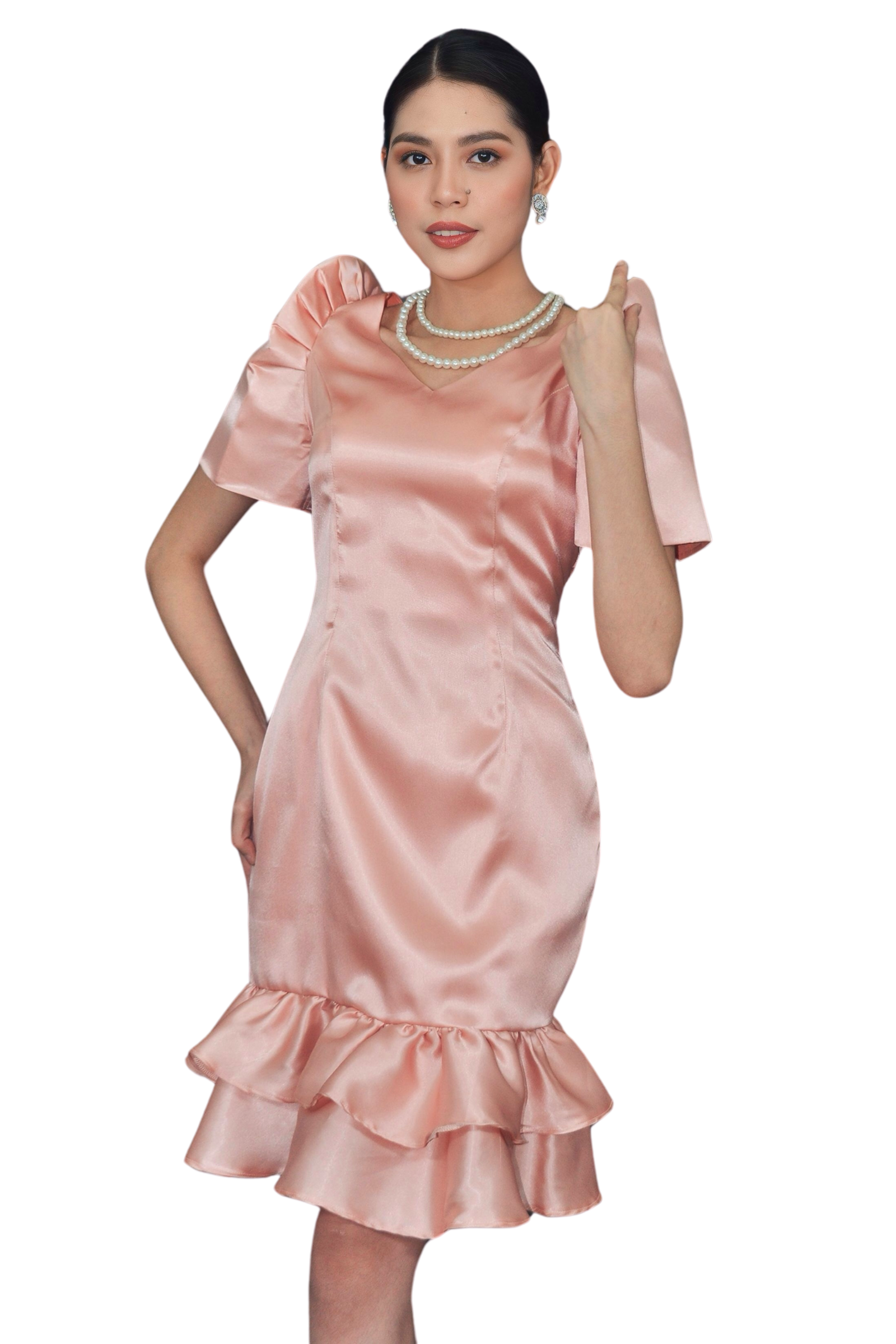 Modern Filipiniana Dress Pink Duchess