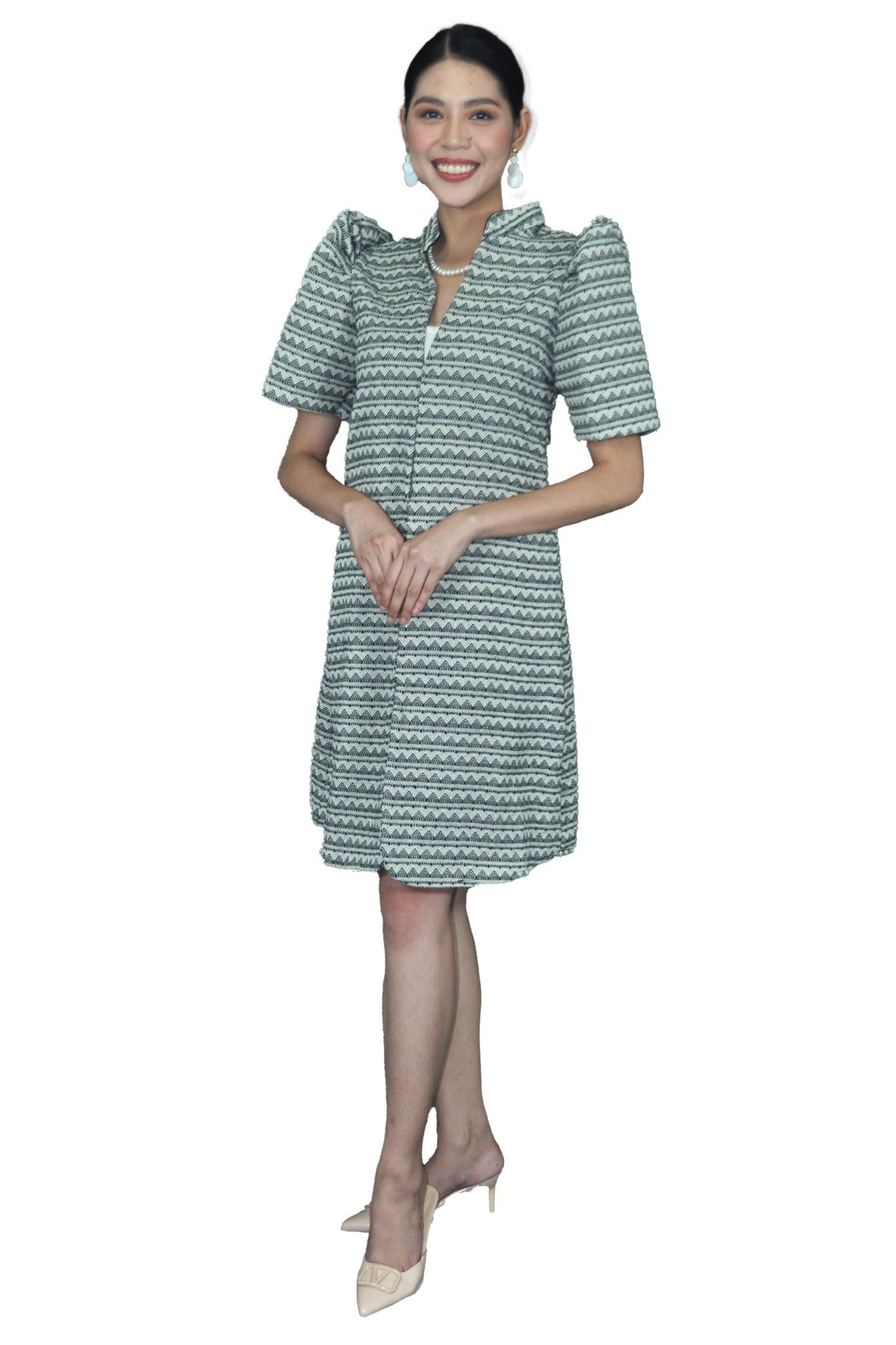 Elegant Gray Patterened Dress - Keith - JK38