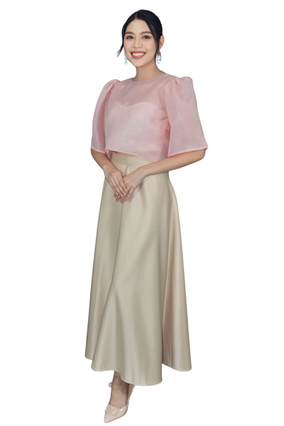 Blush Pink Kimona with Floral Bead Accents - Roj- JS301