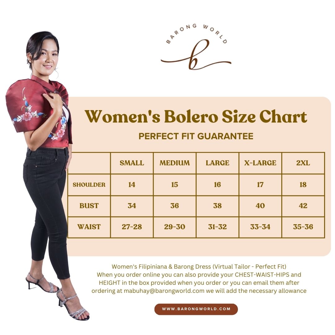 Women's Bolero Size Chart