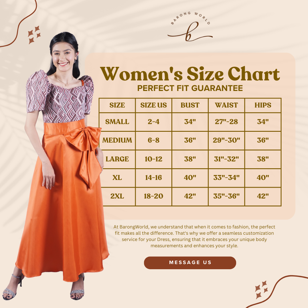 Satin Blue Filipiniana Midi Dress - Kris - 5XL - US835