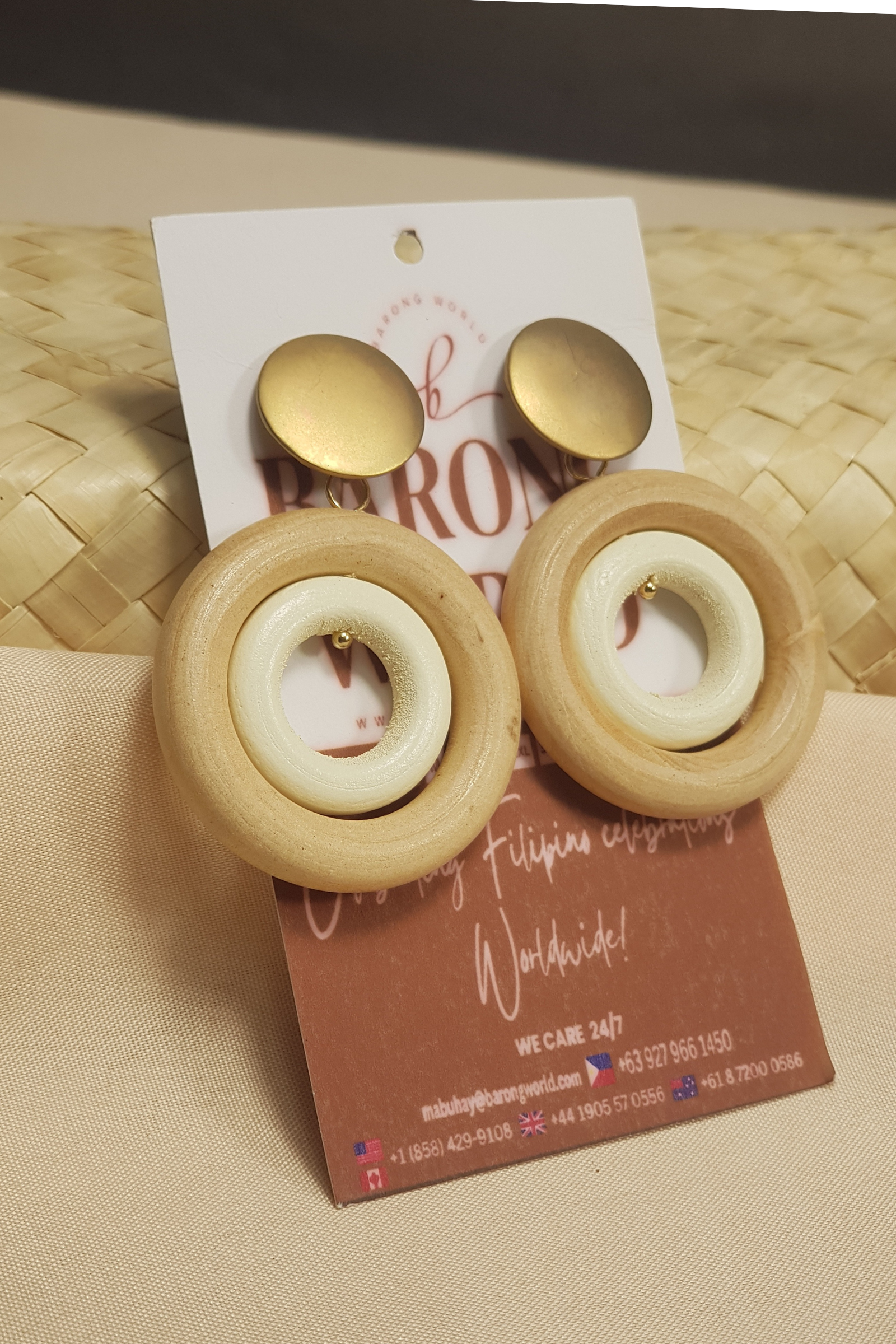 Modern Two-Tone Wood Dangle Earrings I Philippine Accesories