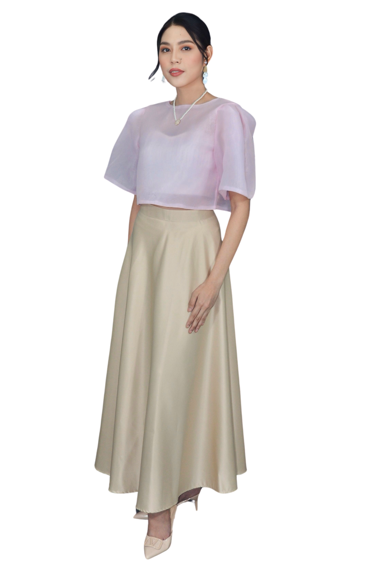 Filipiniana Kimona Pink with Modern Puff Sleeves