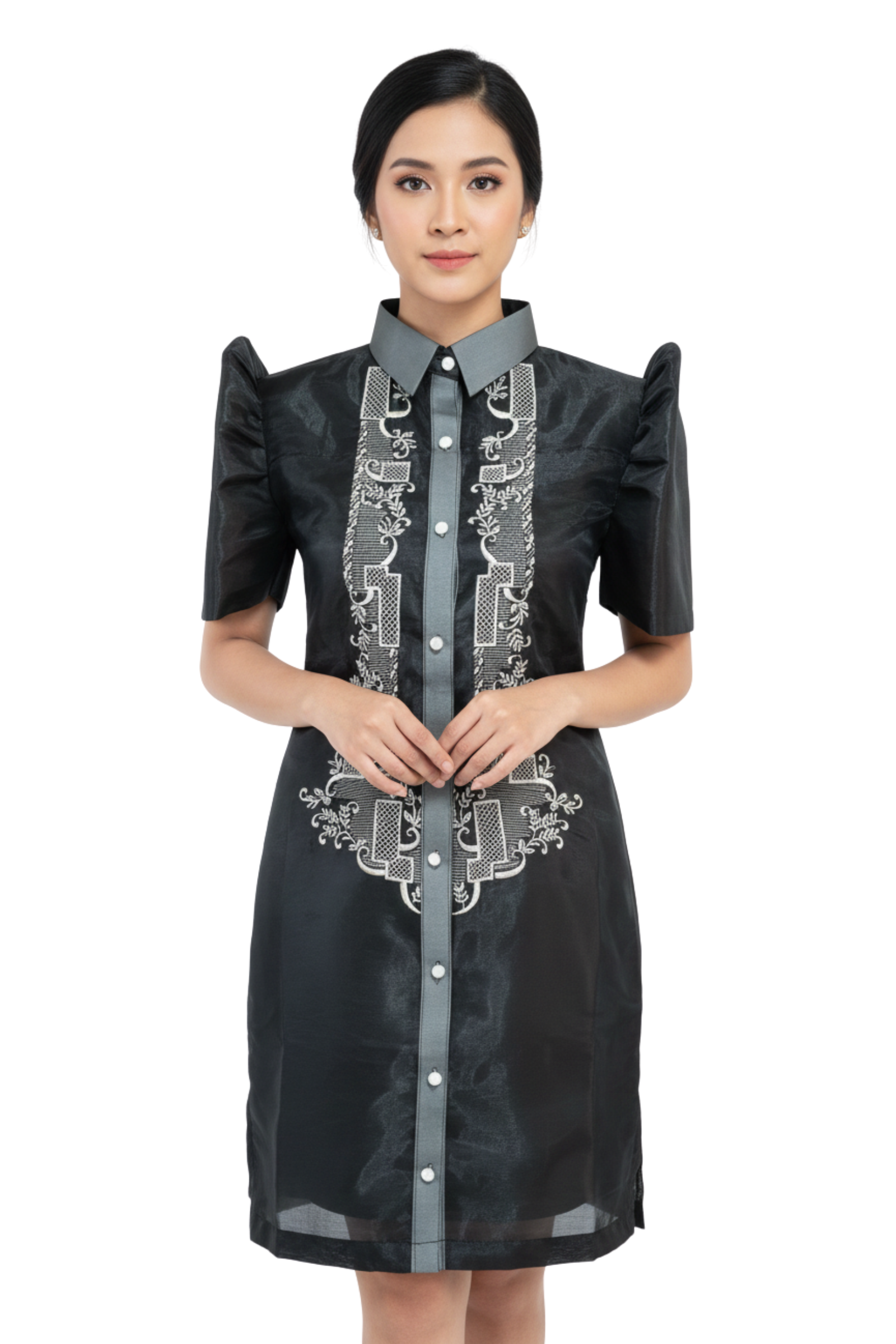 Black Organza Filipiniana Barong Dress