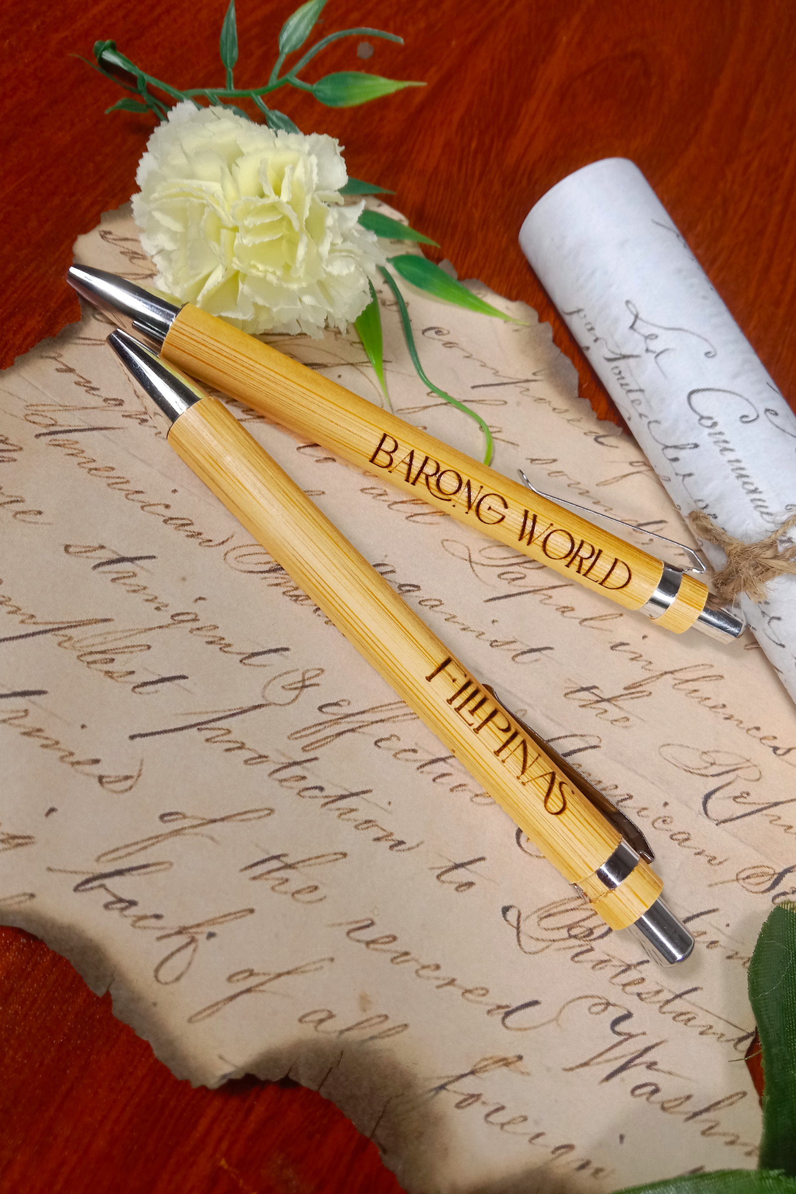 Vintage Style Engraved Wooden Pen