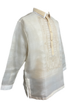White Premium Cocoon Barong Tagalog with Yellow Embroidery