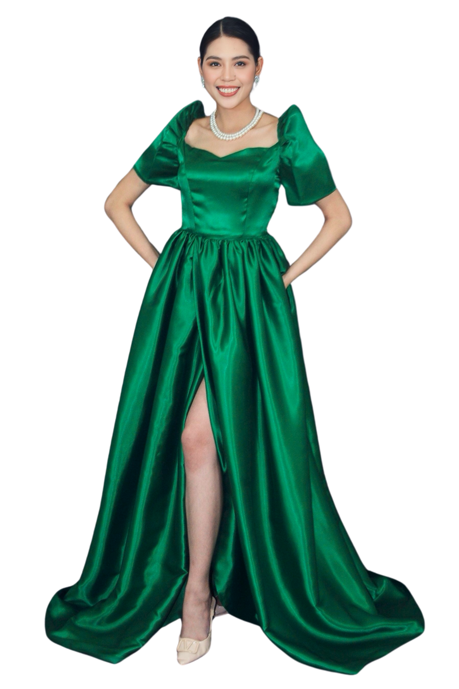 Emerald Green Duchess Long Gown
