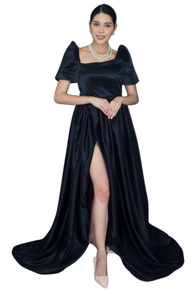 Midnight Elegance Black Modern Filipiniana Gown - Yen - JB606