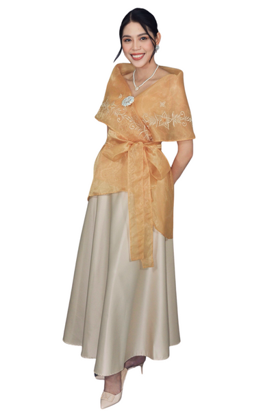 Filipiniana Premium Golden Yellow Organza Panuelo - Zhanra - JK43