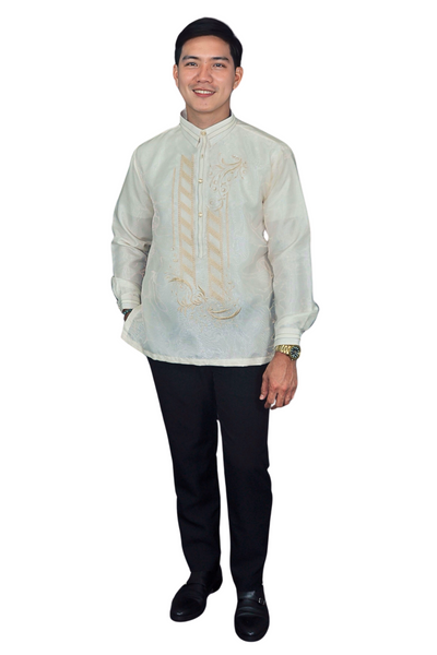 Traditional Heritage Barong Tagalog with Exquisite Embroidery - Vermilion - JN69