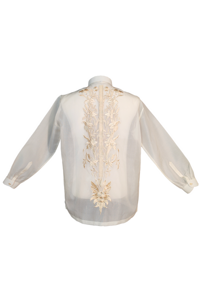 Premium Golden Sunburst with Flourishing Leaves Embroidered Barong Tagalog - Adlaw - JVS06