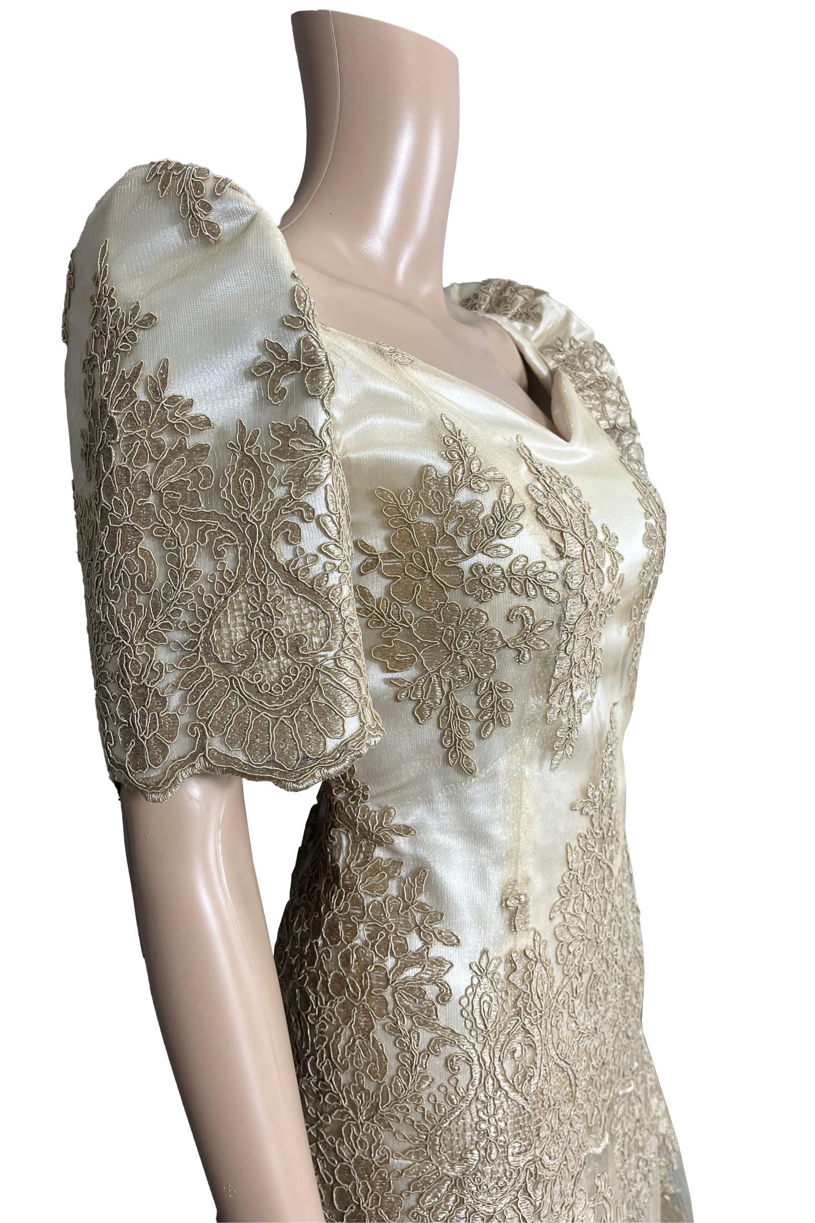 Filipiniana Full Lace Long Dress with Lining Full Details