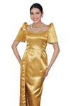 Golden Long Modern Filipiniana Dress