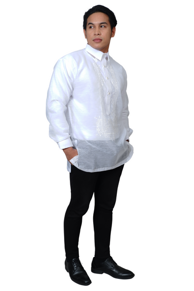 White Classic Barong Tagalog -  Davide - JS12