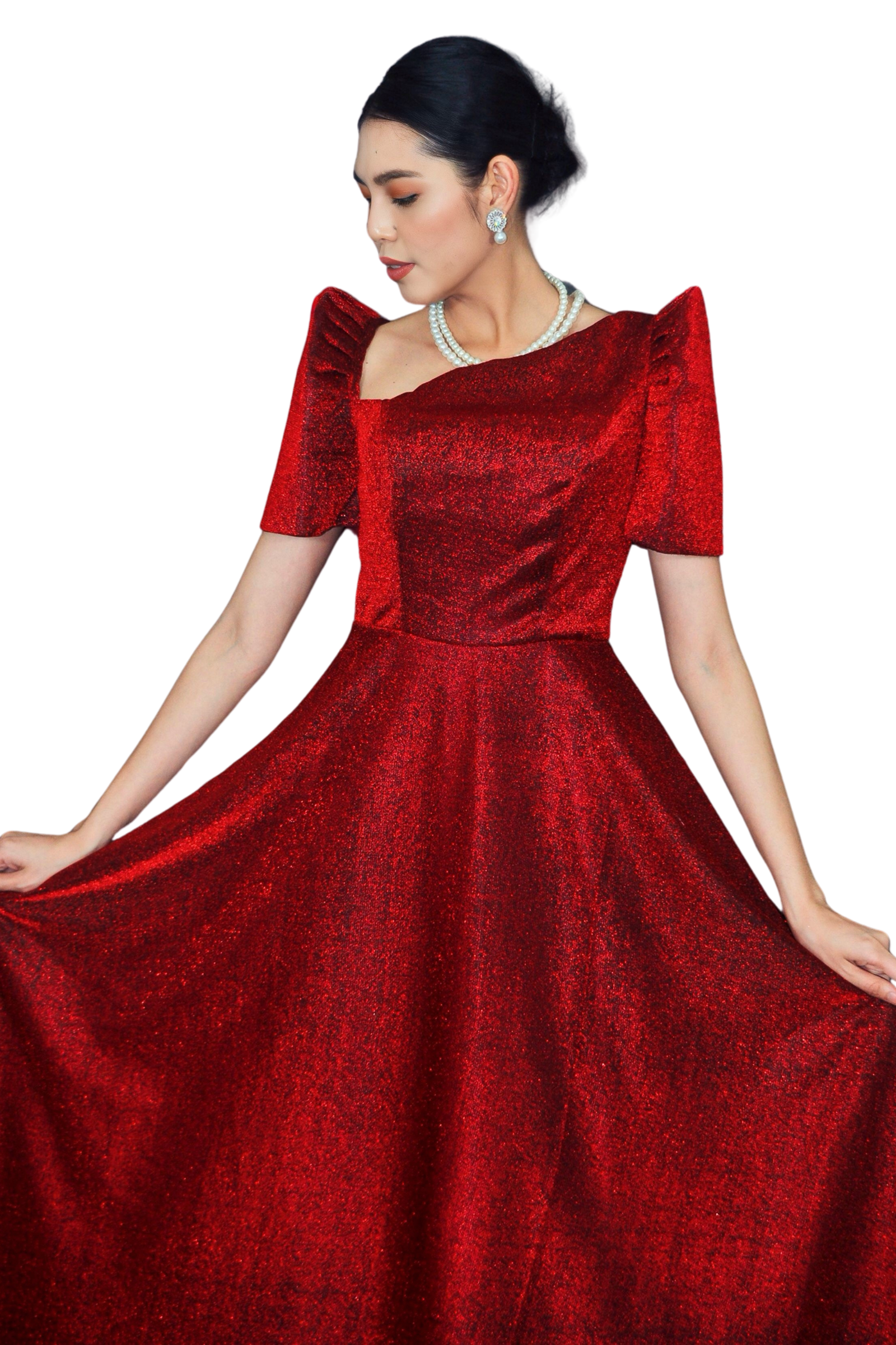 Elegant Filipiniana Red Dress - Aira - JB801 Elegant Filipiniana Red Dress - Aira - JB801