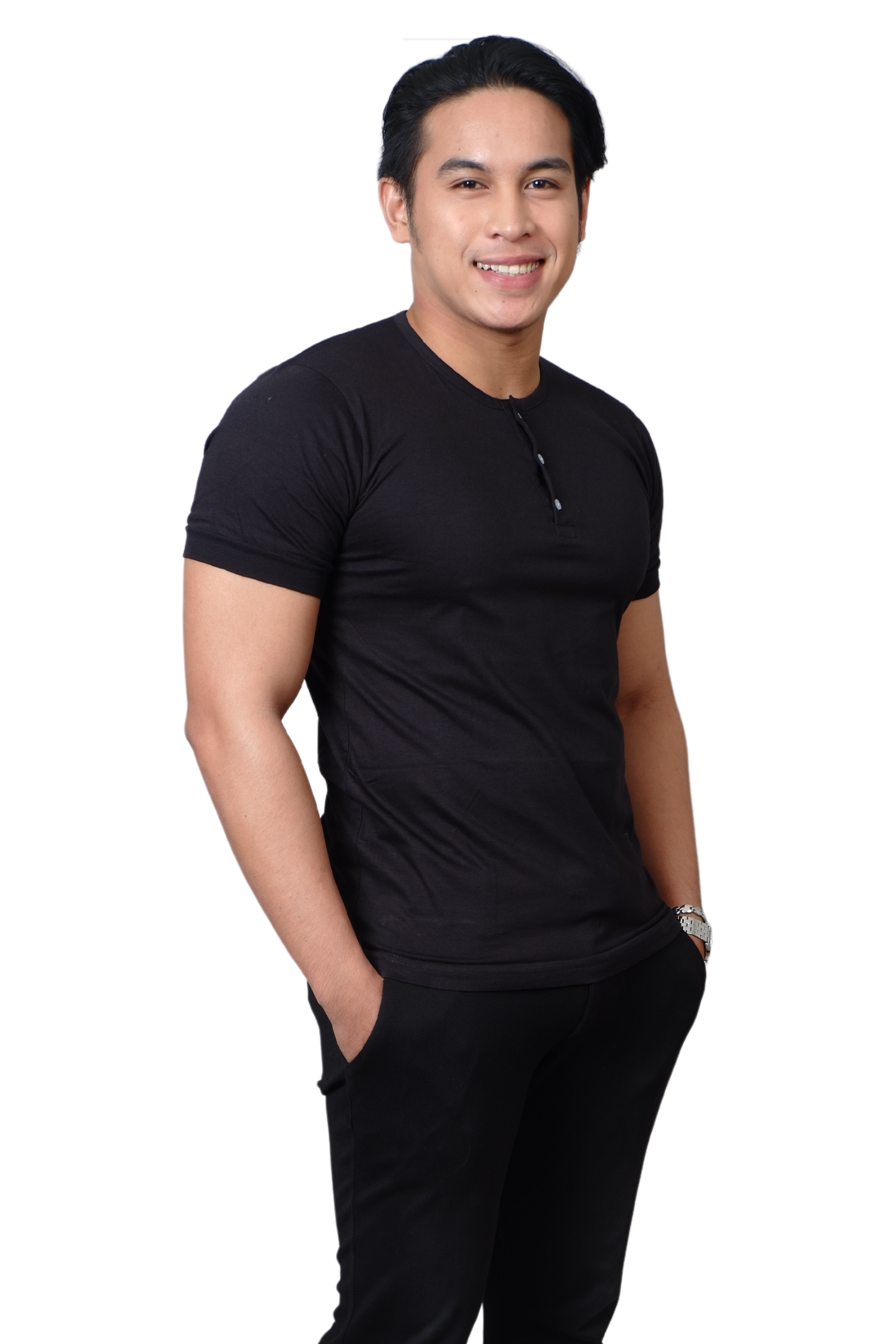 Black Camisa De Chino Short Sleeve