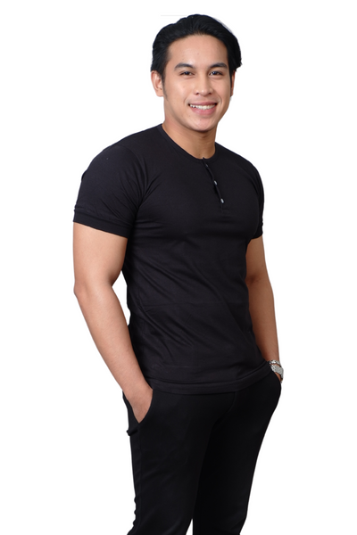 Black Camisa De Chino Undershirt Short Sleeve | JB005