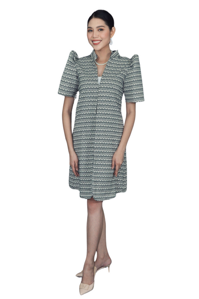 Elegant Gray Patterened Dress - Keith - JK38