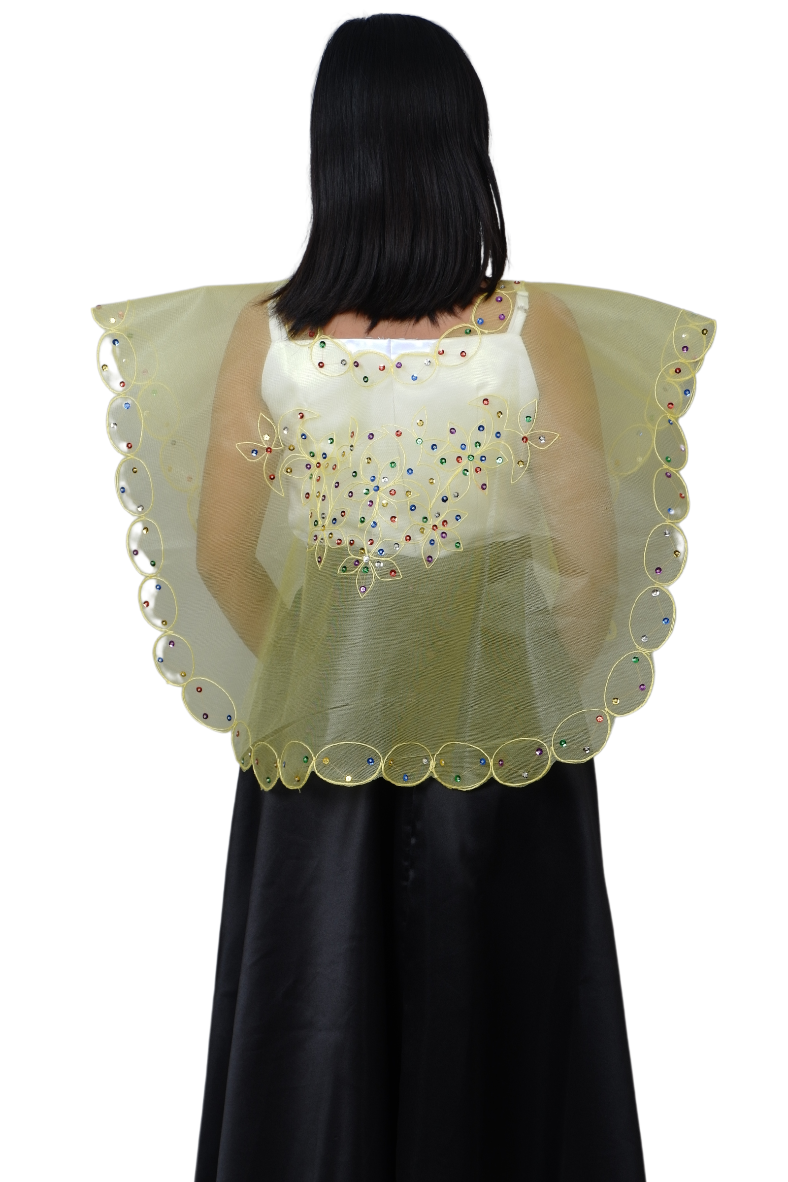 Yellow Kimona Filipiniana Top Back Details