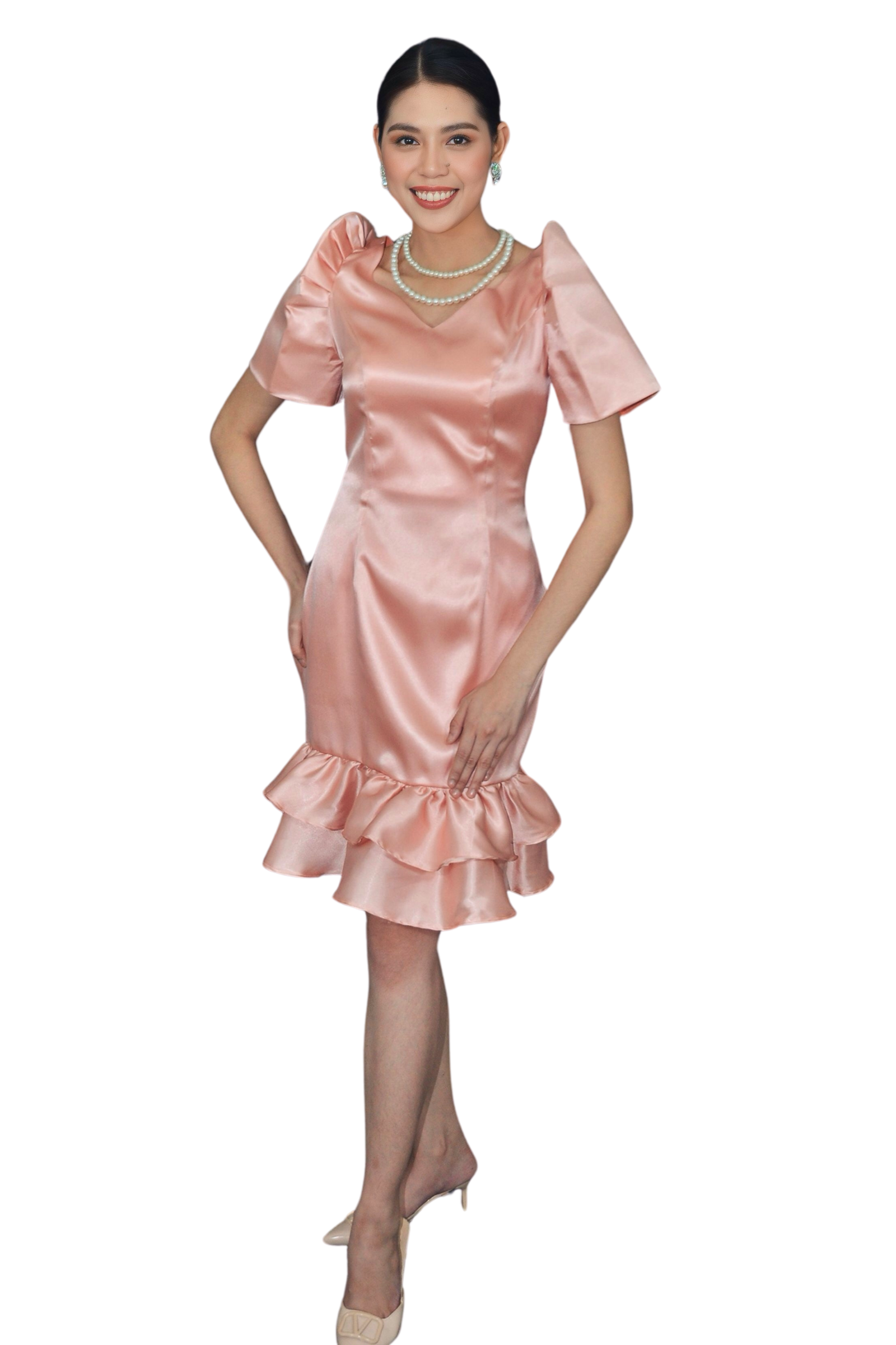 filipiniana dress pink Heloisa Pink Midi Filipiniana Dress Stylish & Customizable
