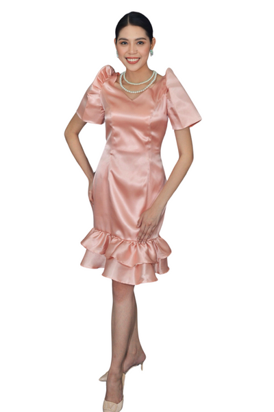 Premium Modern Filipiniana Dress Pink Duchess - Joy - JB605