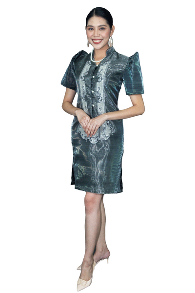 Organza Black Filipiniana Barong Dress - Jenna JK08