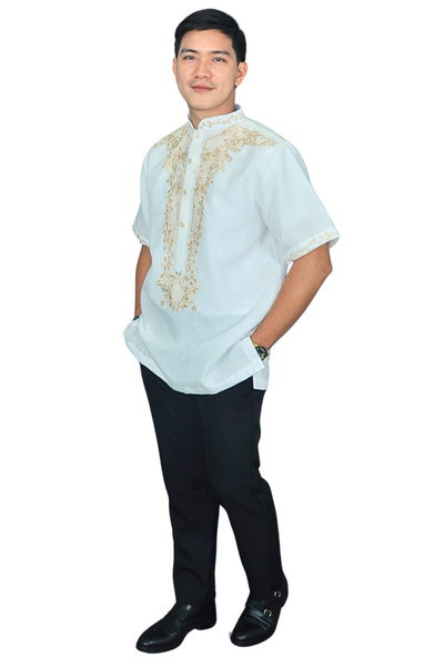 Men's Jusilyn White Short Sleeved Barong Tagalog - Noah JB201