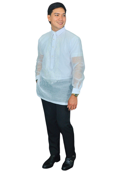 White Classic Barong Tagalog -  Davide - JS12