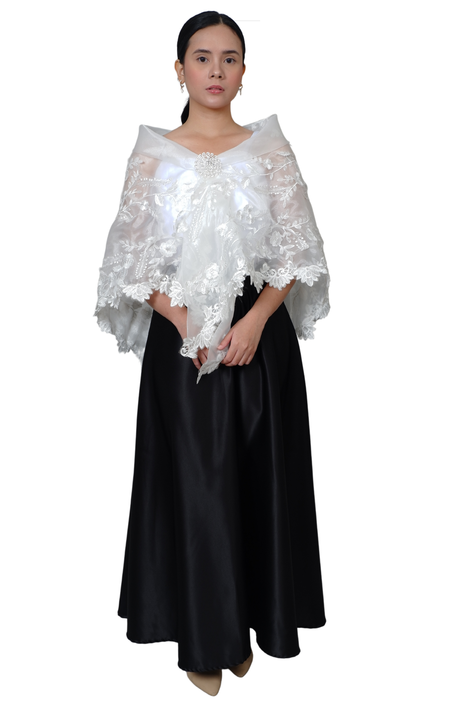 Wedding White Organza Laced Alampay