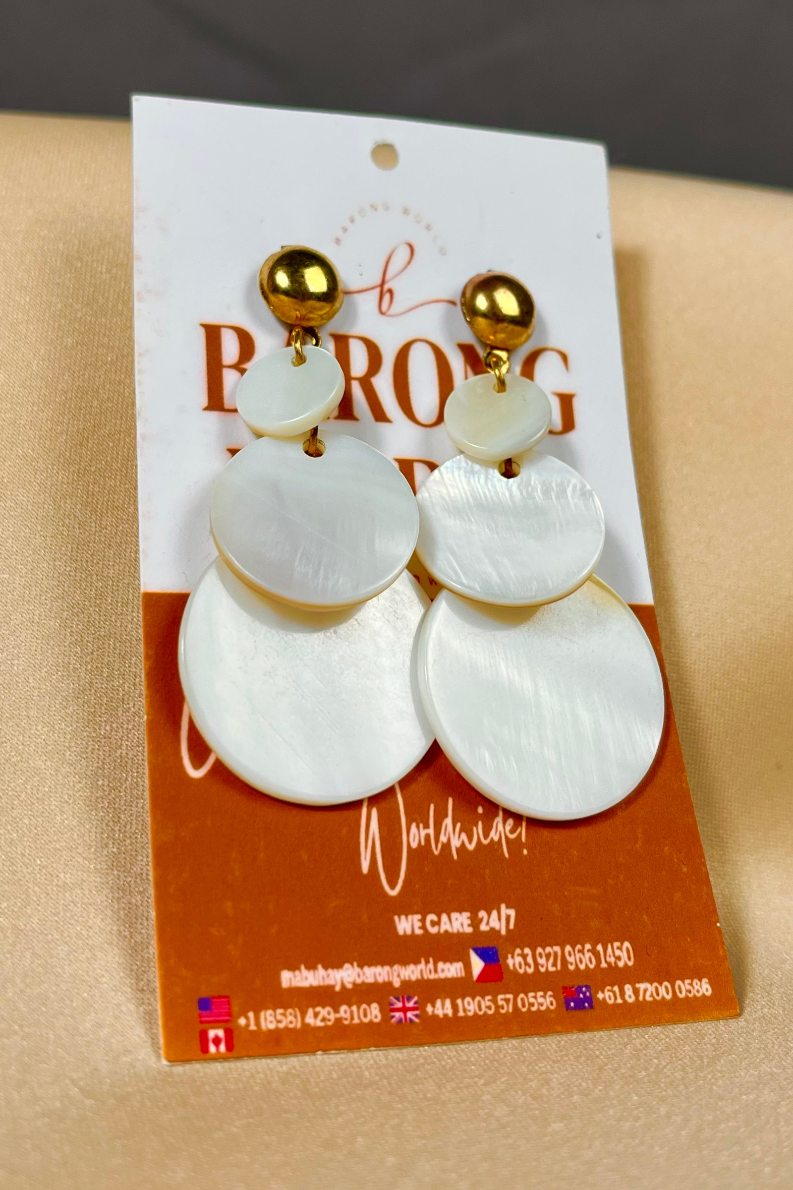 Elegant Capiz Shell Drop Earrings I Philippine Accesory