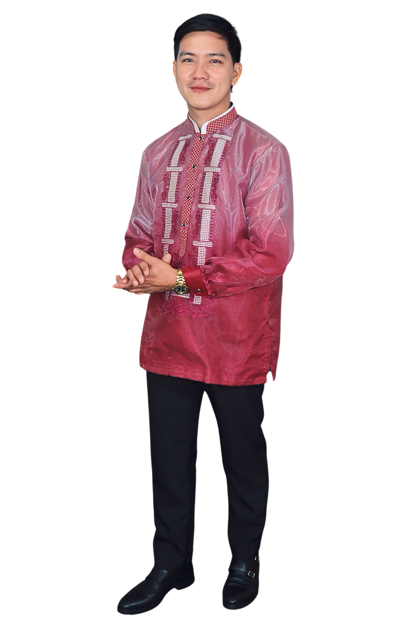 Red Ombre Barong Tagalog For Men Couple Set