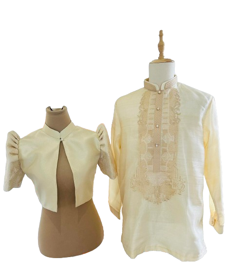Couple Classic Golden Barong Tagalog + Premium Gold Bolero - JBD3