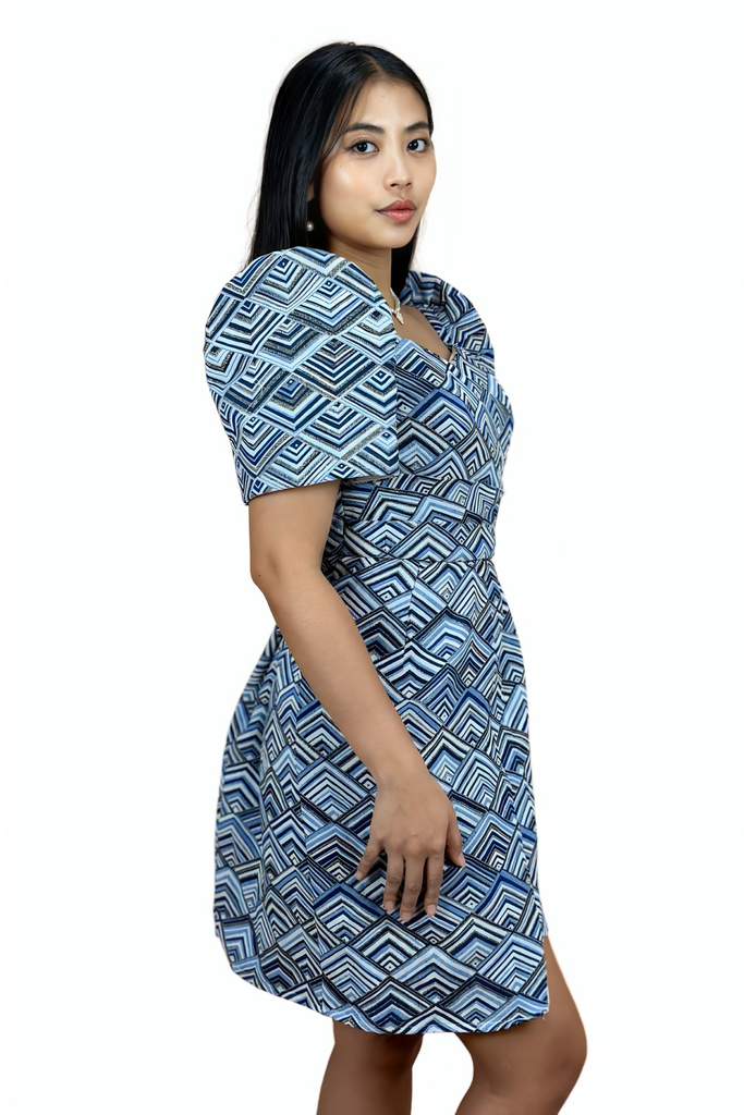 Modern Blue Midi Filipiniana