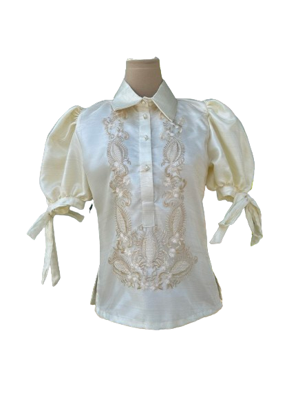 Elegant Pop Sleeve Barong Top