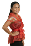 Red Hand Painted Filipiniana Panuelo 