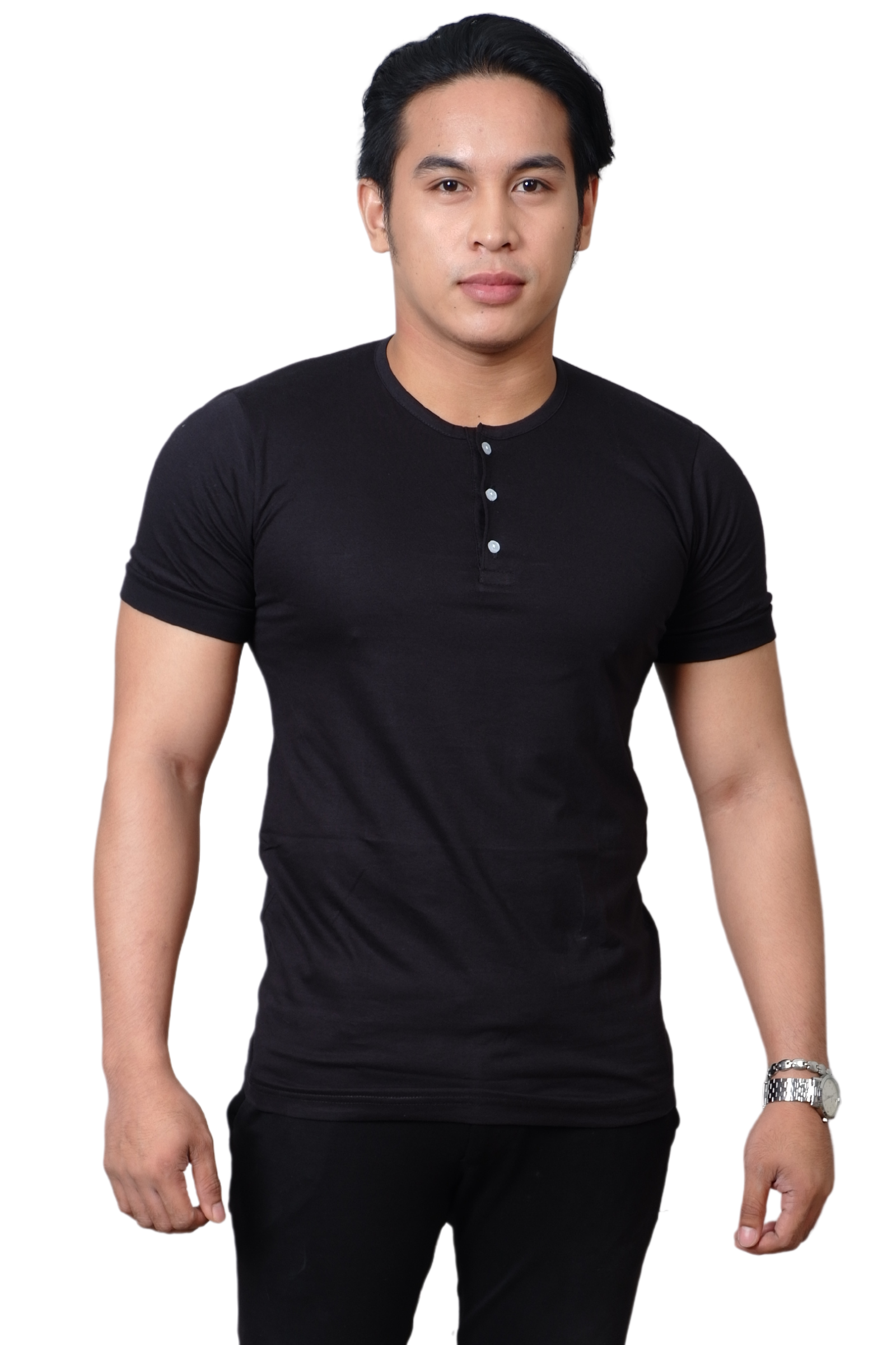 Black Camisa De Chino Short Sleeve for Men