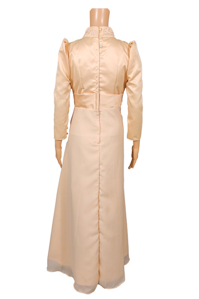 Elegant Long-Sleeve Filipiniana Dress with Flowing Pleats - Shyvana - JK50